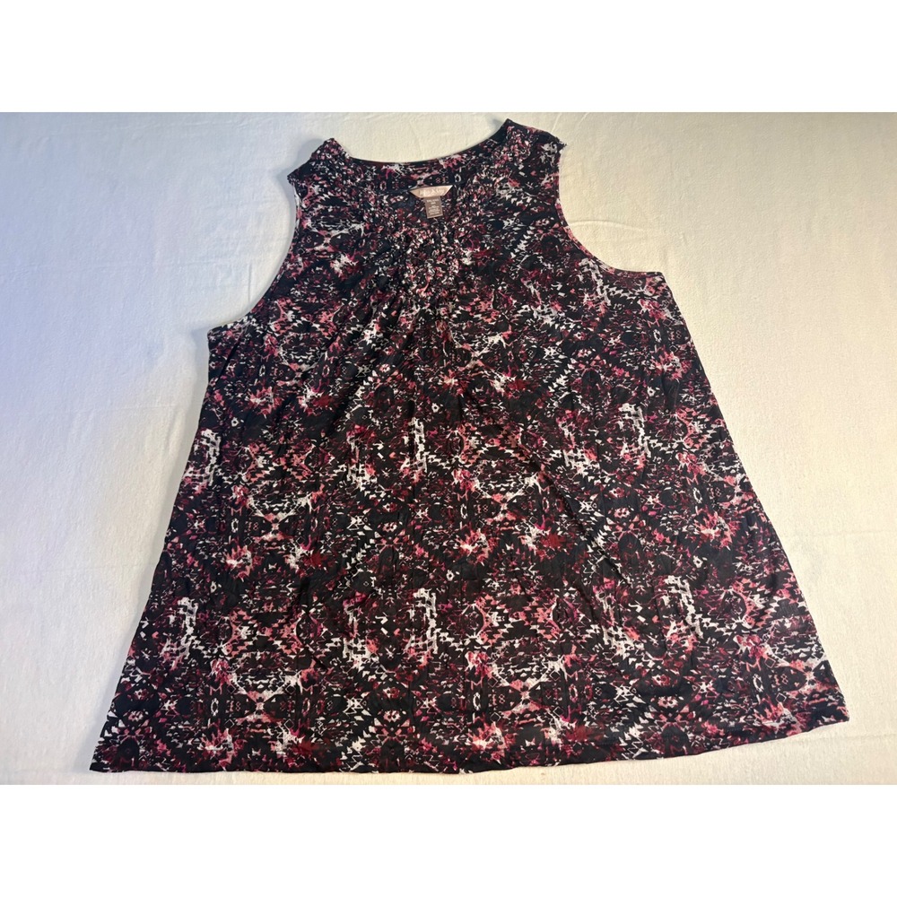 White Stag Womens XXL 2XG Pink Black Geometric Print Sleeveless Blouse Top 1319